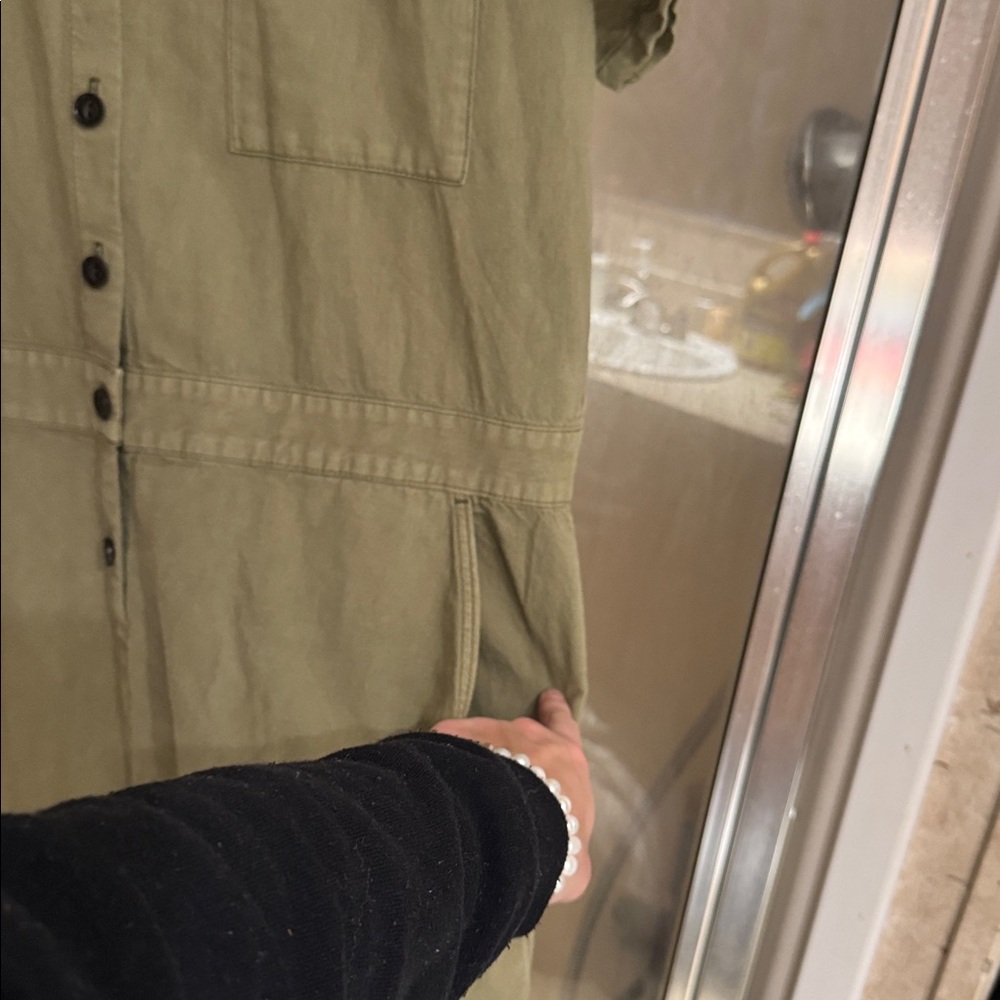 Outerknown SEA Olive Green Organic Cotton Limen‎ Jumpsuit Romper M - Picture 7 of 12